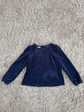 Max Studio Navy Blue Velour Long Sleeve Top